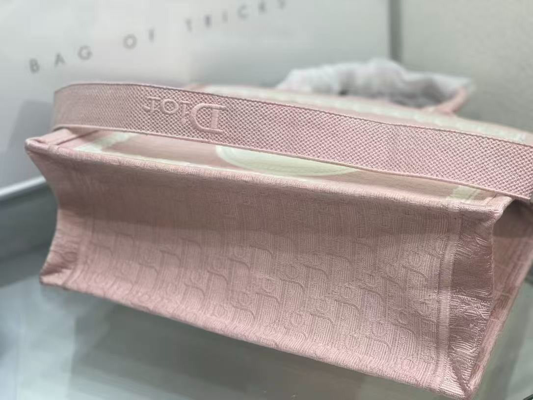 Dioramour Medium Dior Book Tote 36cm with Strap Pink Canvas