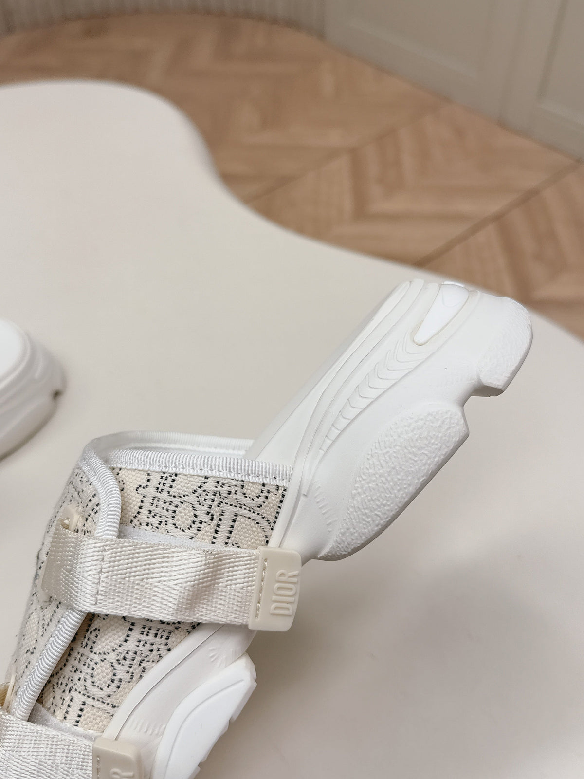 CD 26s Platform Slippers 35 Cream White Canvas Lambskin 643810