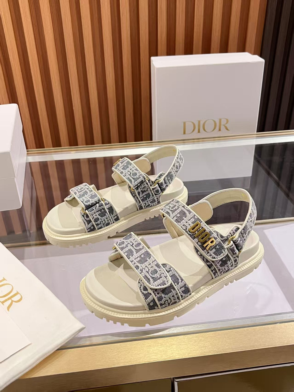 CD Dioract Sandal Monogram Canvas Fabric 242452