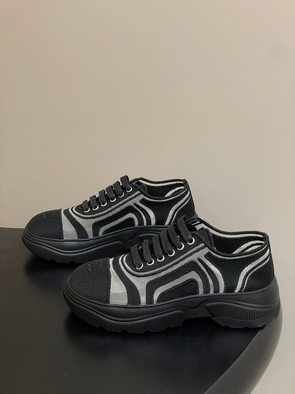 CC 26 Platform Sneaker Black Fabric Mesh 593350