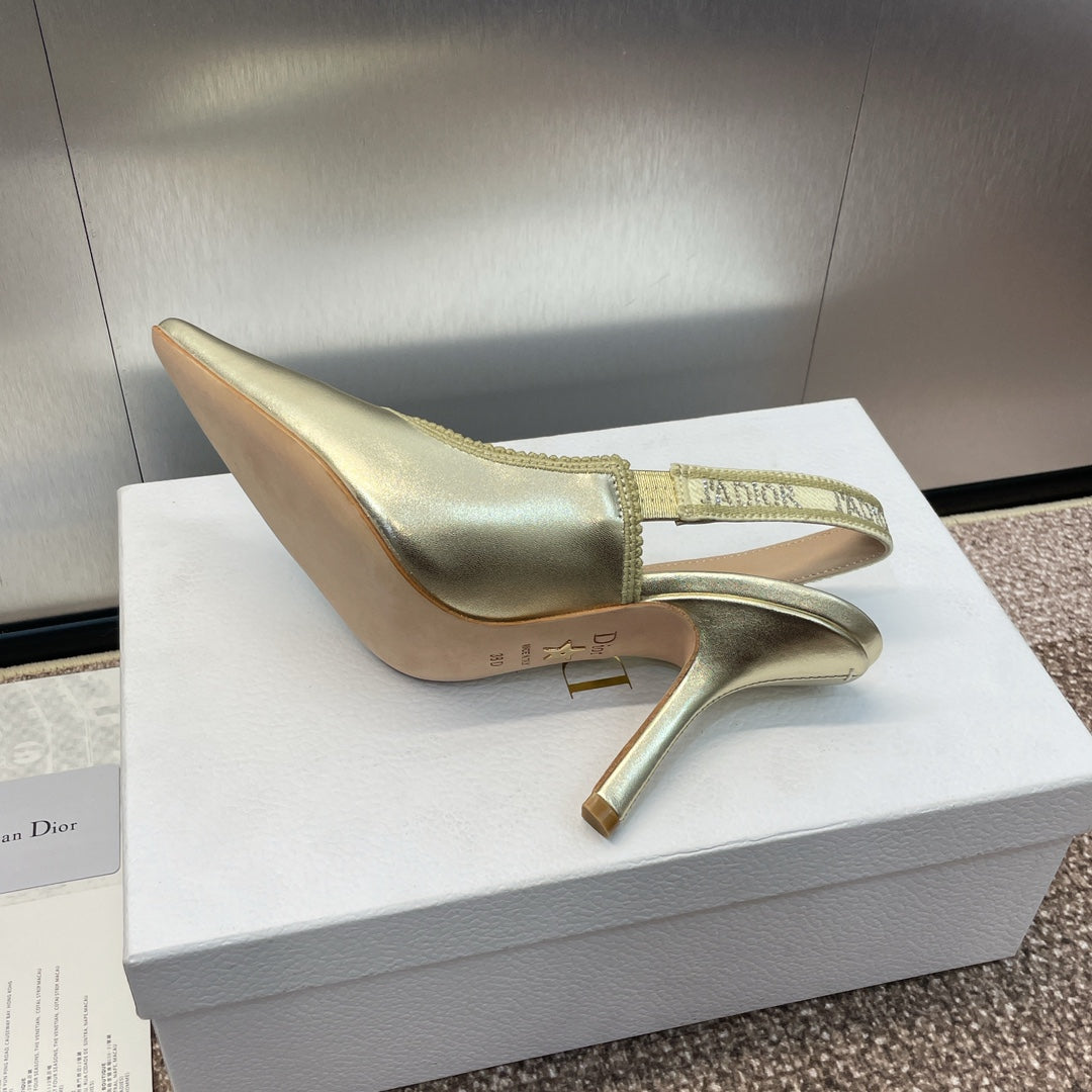 cd slingback pump 95 gold green cakfskin