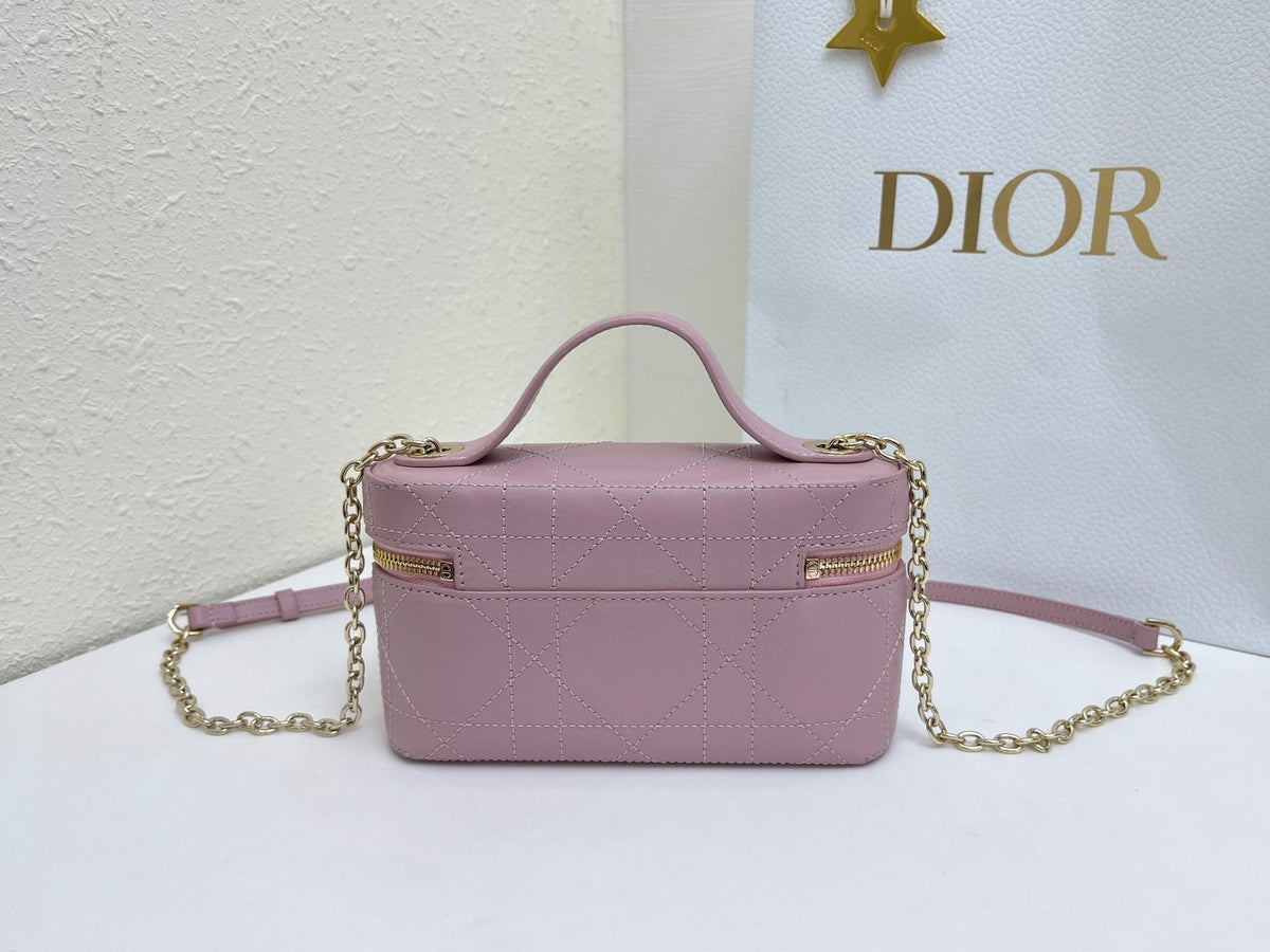 CD Cannage Vanity Chain Bag 19cm Pink Cowhide 158118