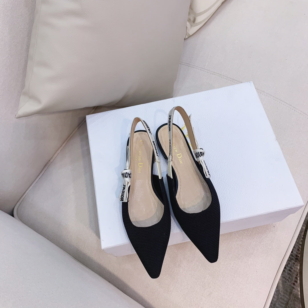 cd slingback flat black embroidery cotton ribbon