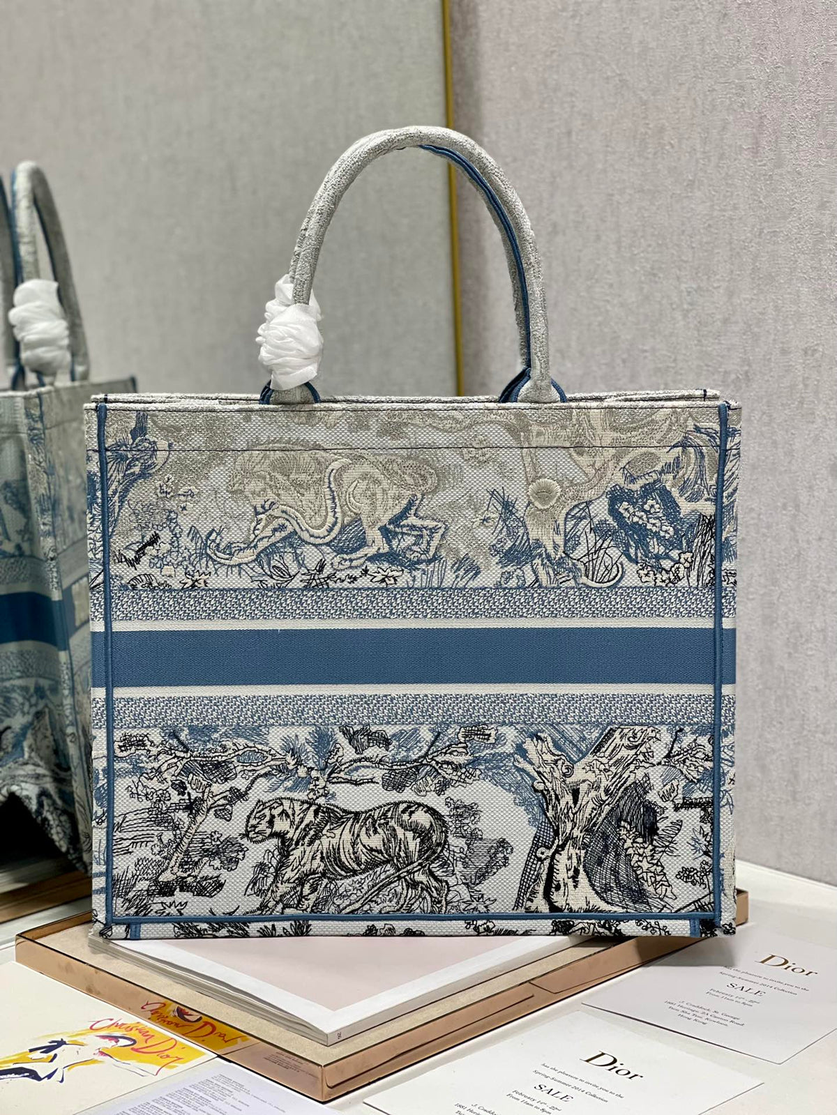 Large CD Book Tote 42cm Gradient Blue Tiger