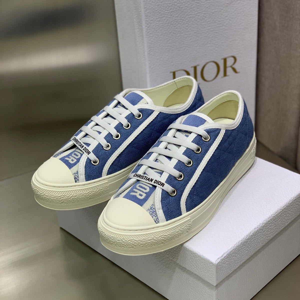CD 26s Walk'n'Dior Sneaker Blue Cream Cotton 966654