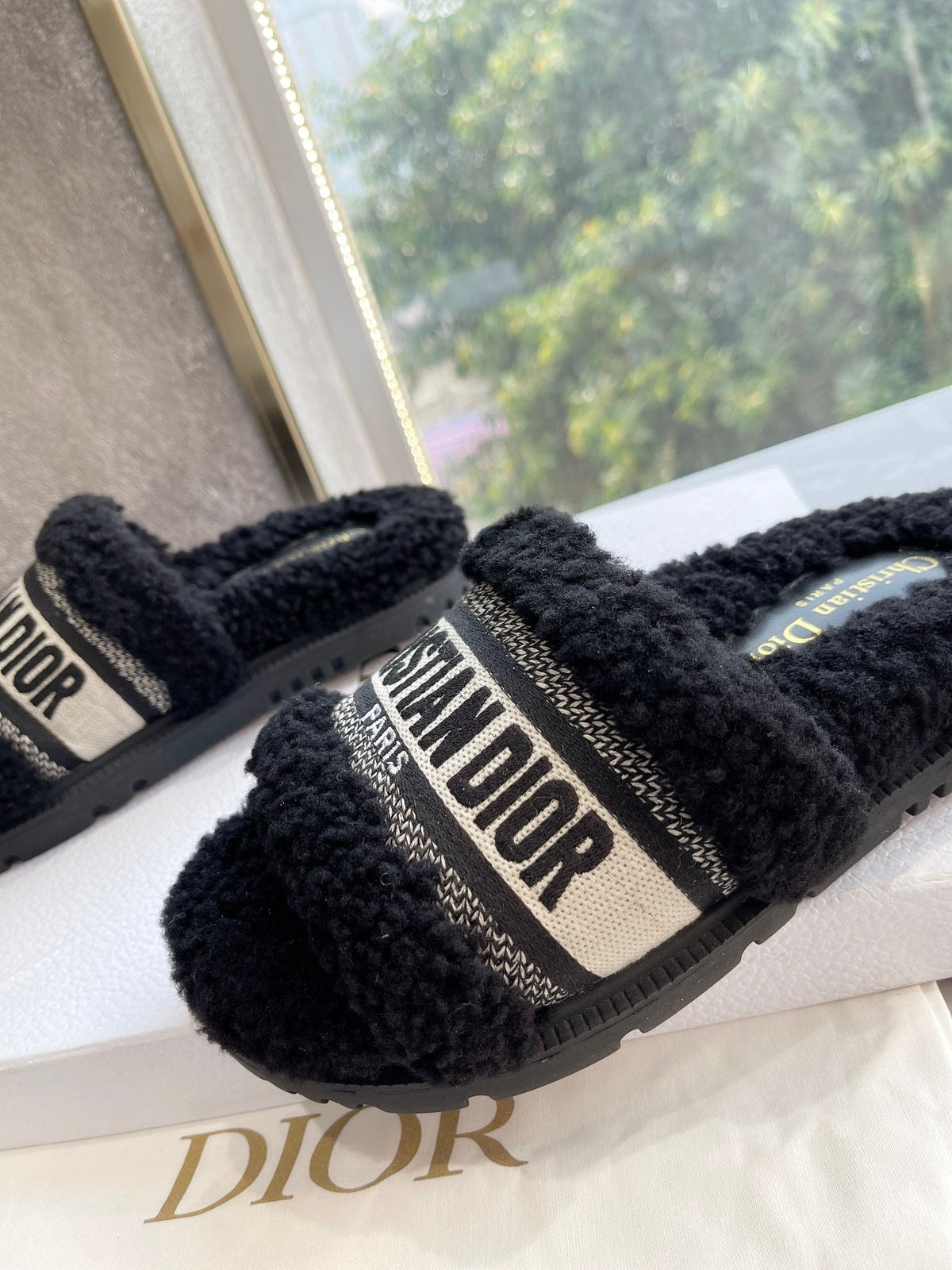 CD 25 Flat Slippers Black Wool 395566