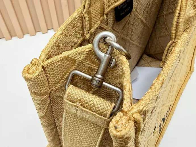 Dior 2026 Book Tote with Embroidered Bee Yellow Canvas