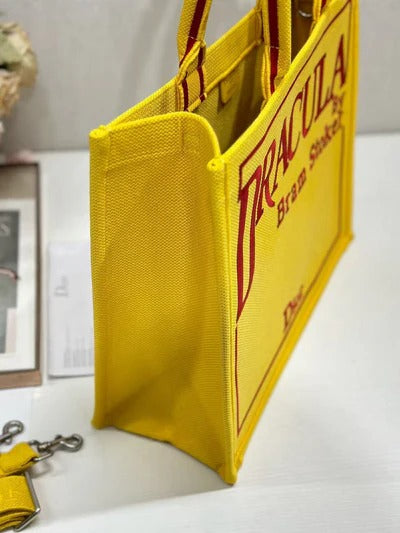Dior 2026 Book Tote with Strap Yellow and Red Book Cover Embroidery