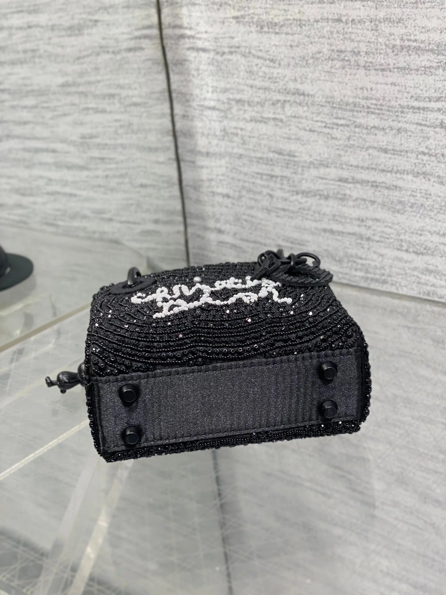 Dior 2026 Lady Art Mini Bag 12cm Black Cotton Leather 352144