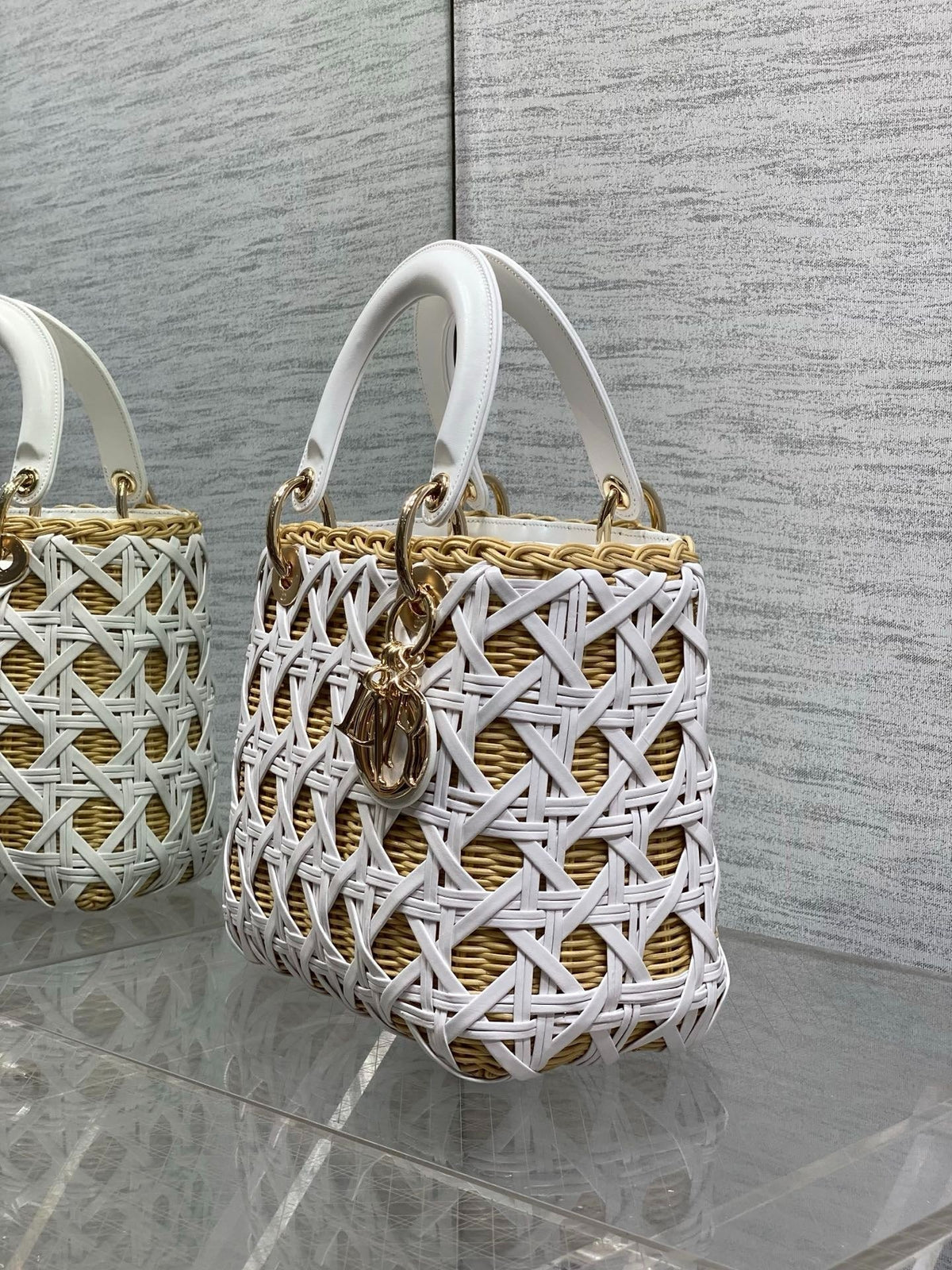 Dior 2026 Wicker Cannage Bag 24cm Leather Rattan 355285
