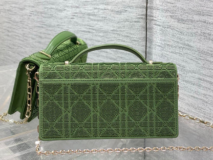 Dior 2026 Microbead-Embroidered Bag 21cm Cotton Leather 355271