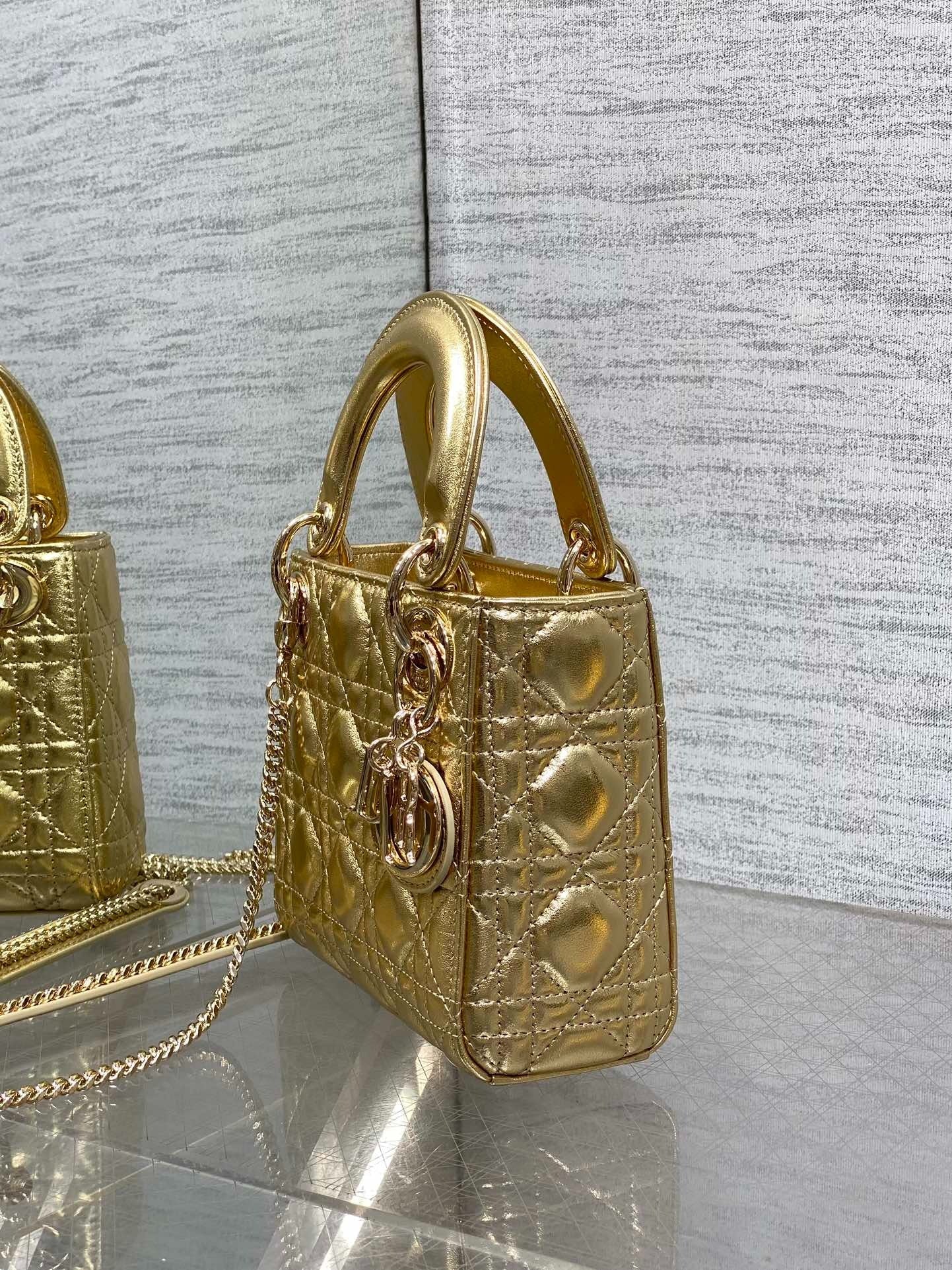Dior 2026 Mini Lady Dior Bag Gold Lambskin 270893