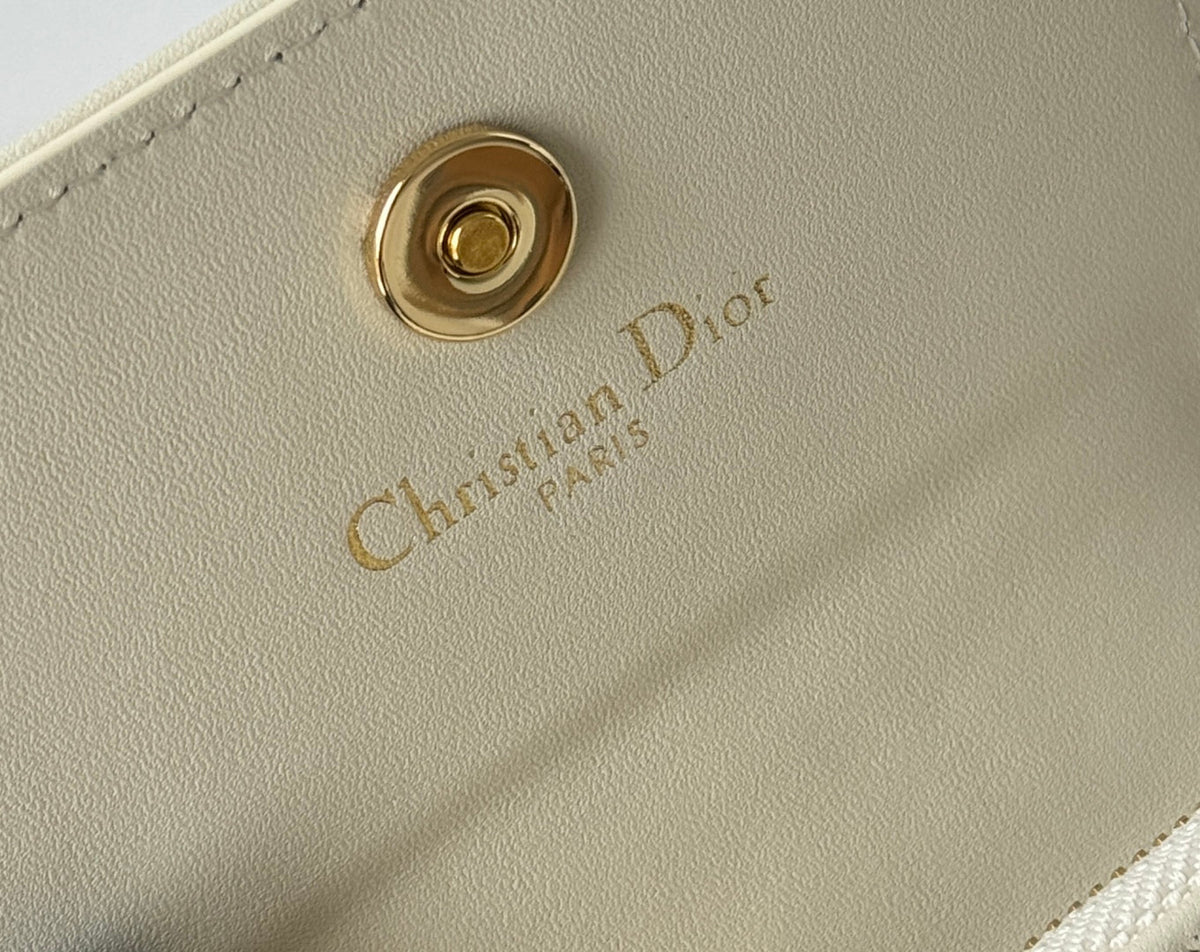 CD 30 Montaigne Glycine Wallet 11cm White Grey Jacquard