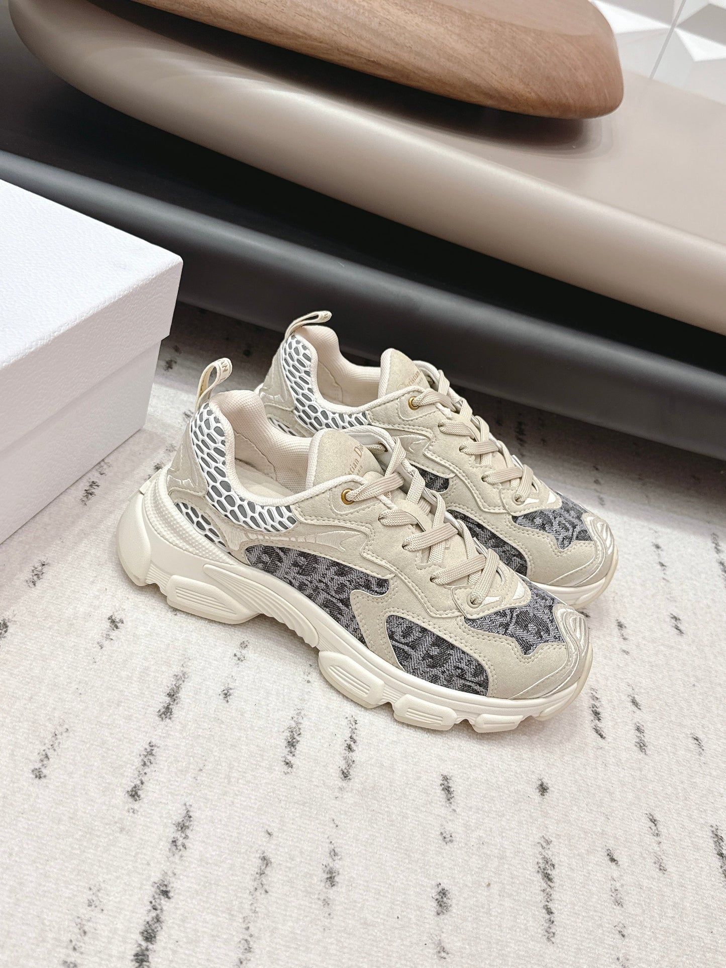 CD 26s Vibe Sneaker Taupe Grey Suede Denim 613748