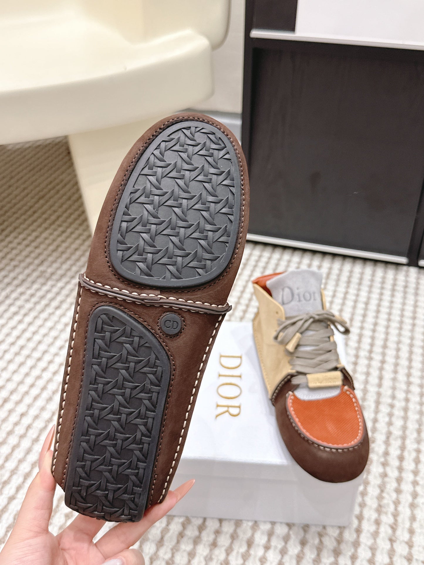 Dior Roadie Sneaker Brown Beige Orange Suede Mesh 661983