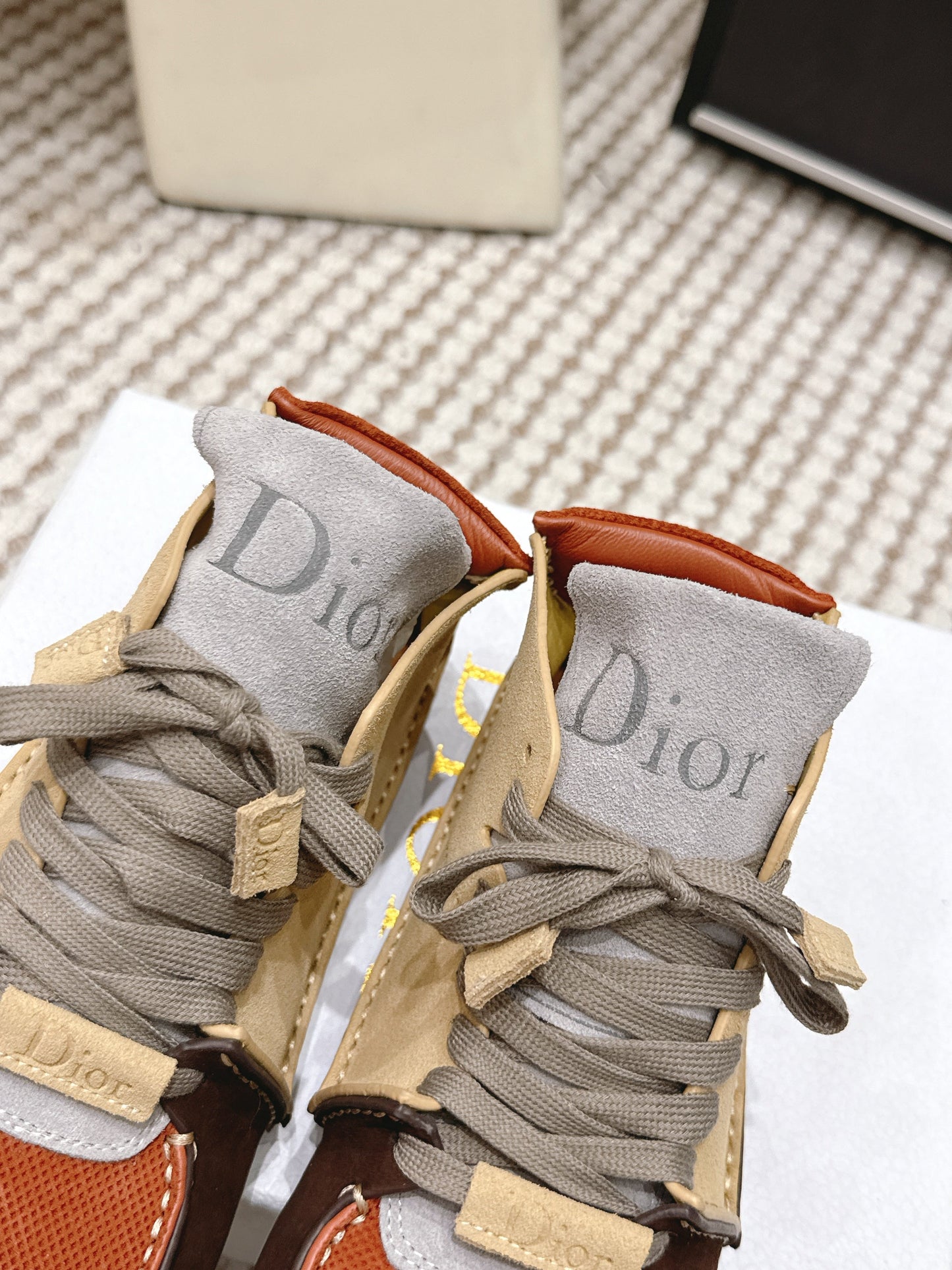 Dior Roadie Sneaker Brown Beige Orange Suede Mesh 661983