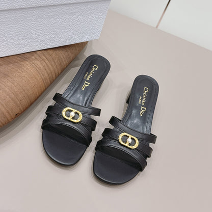 CD 26s 30M Sandal 4.5cm Black Calfskin 738219