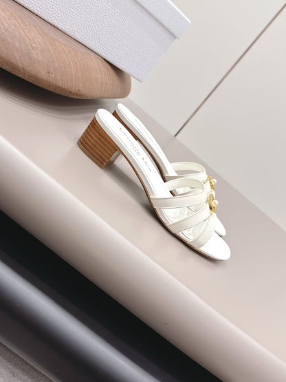 CD 26s 30M Sandal 4.5cm White Calfskin 738221
