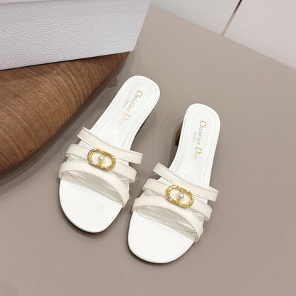 CD 26s 30M Sandal 4.5cm White Calfskin 738221