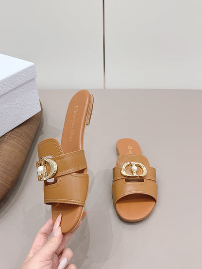 CD 30 Montaigne Slide Tan Calfskin 738230
