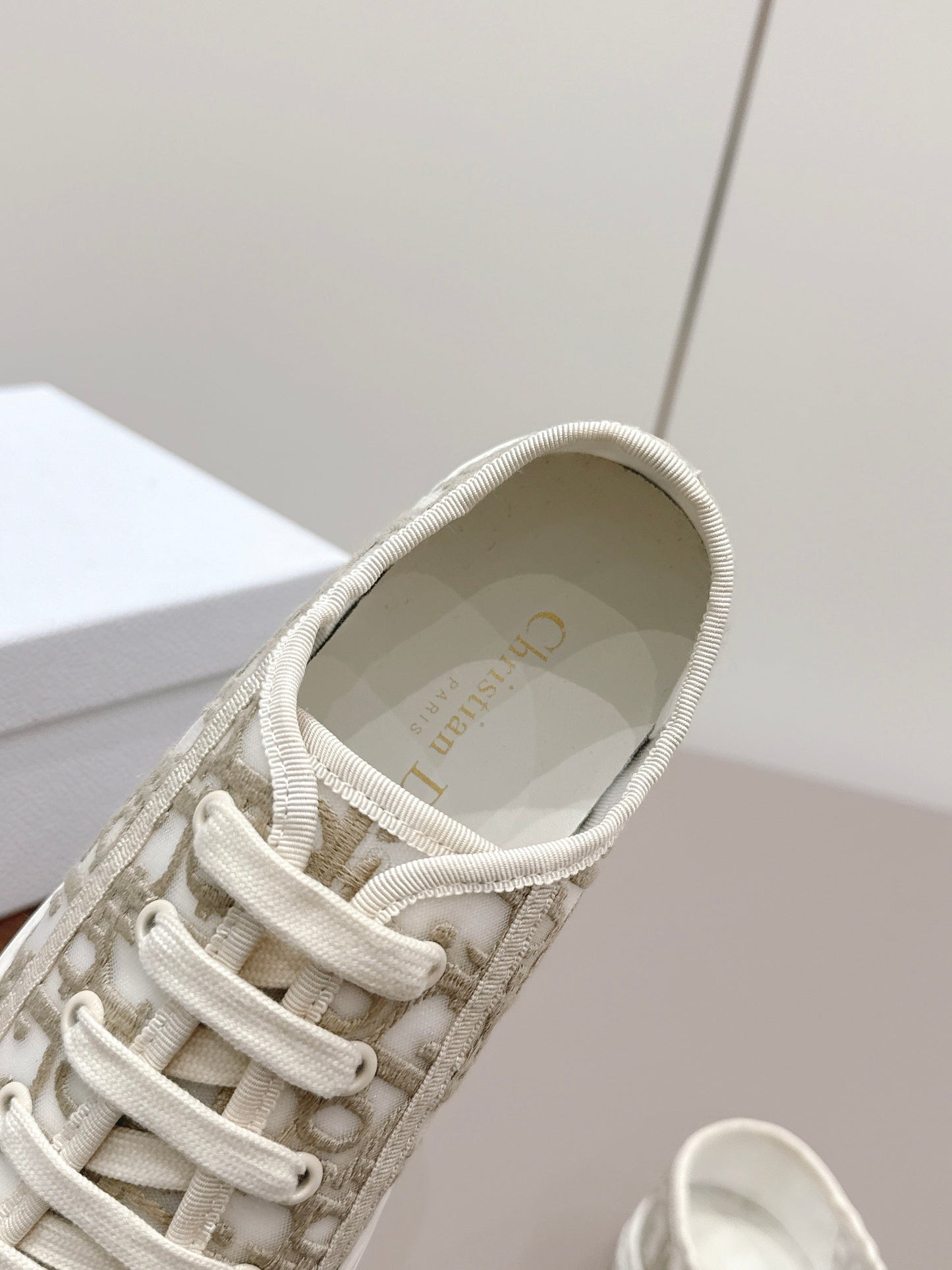 CD Walk'n'Dior Sneaker White Taupe Cotton Mesh 739320
