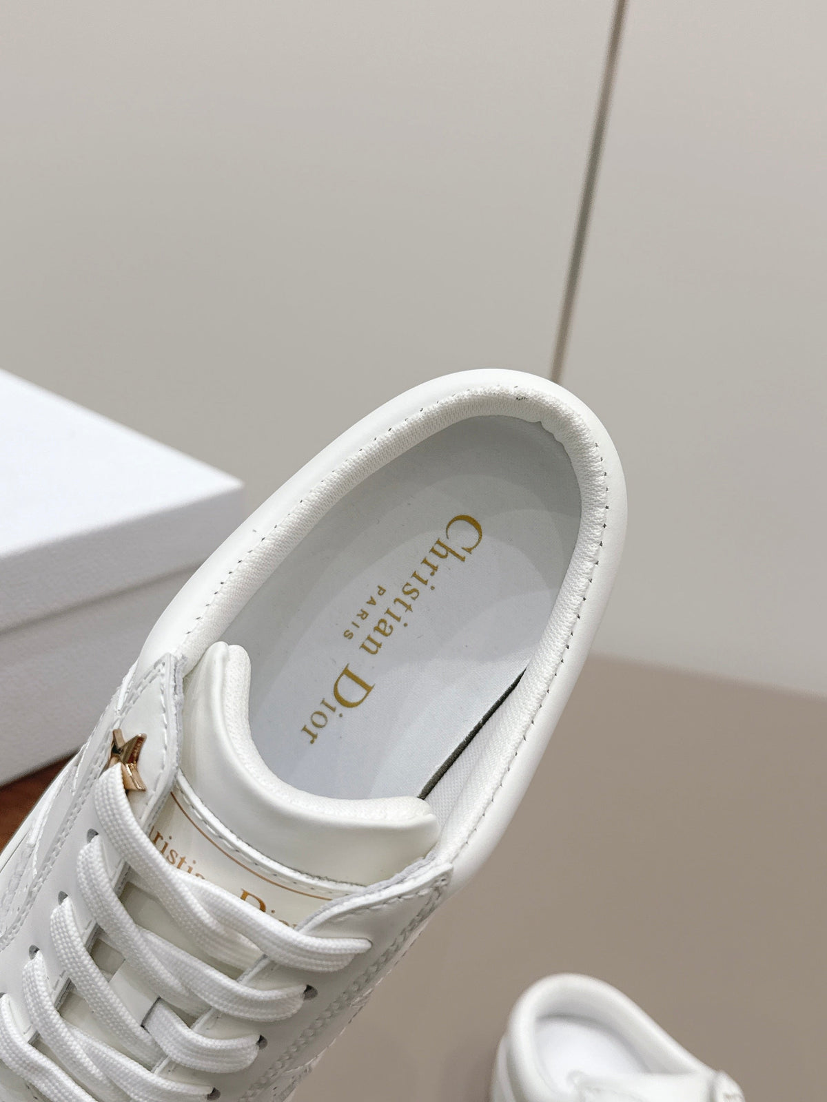 CD Dior Gold Star Mule White Suede Leather 739313