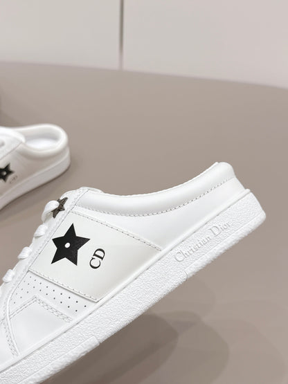 CD Dior Black Star Mule White Suede Leather 739311