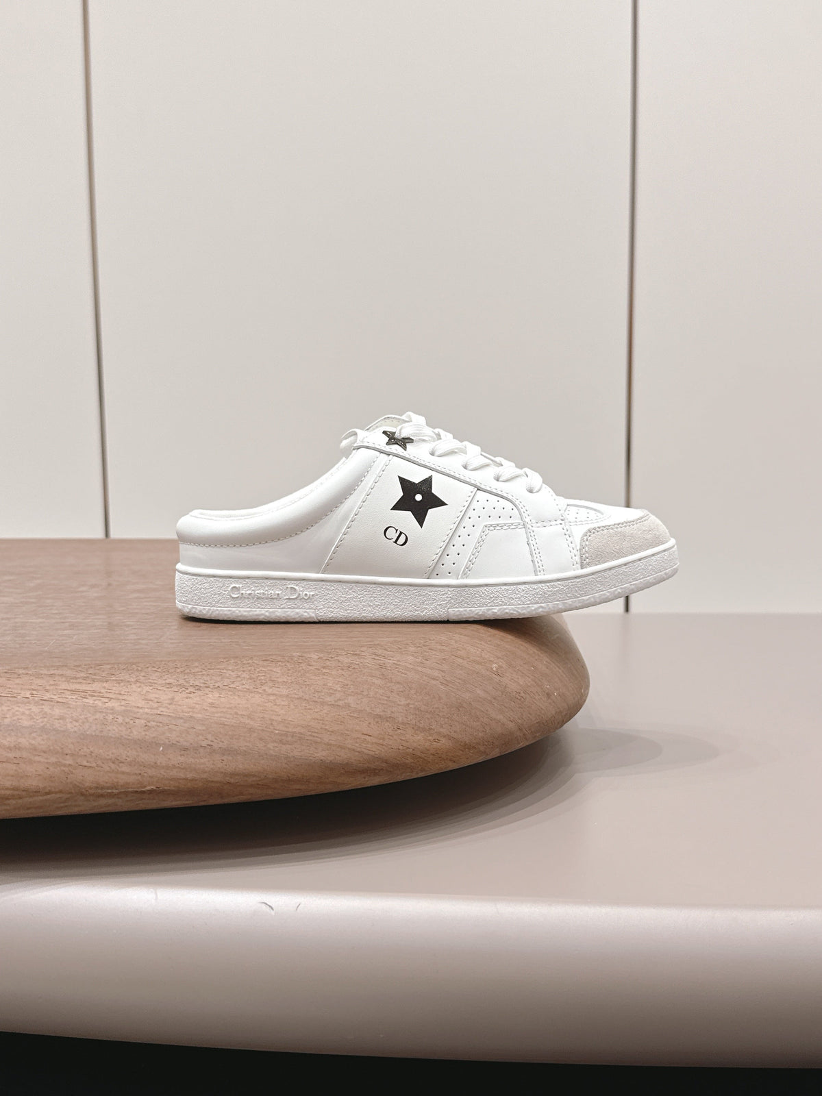 CD Dior Black Star Mule White Suede Leather 739311