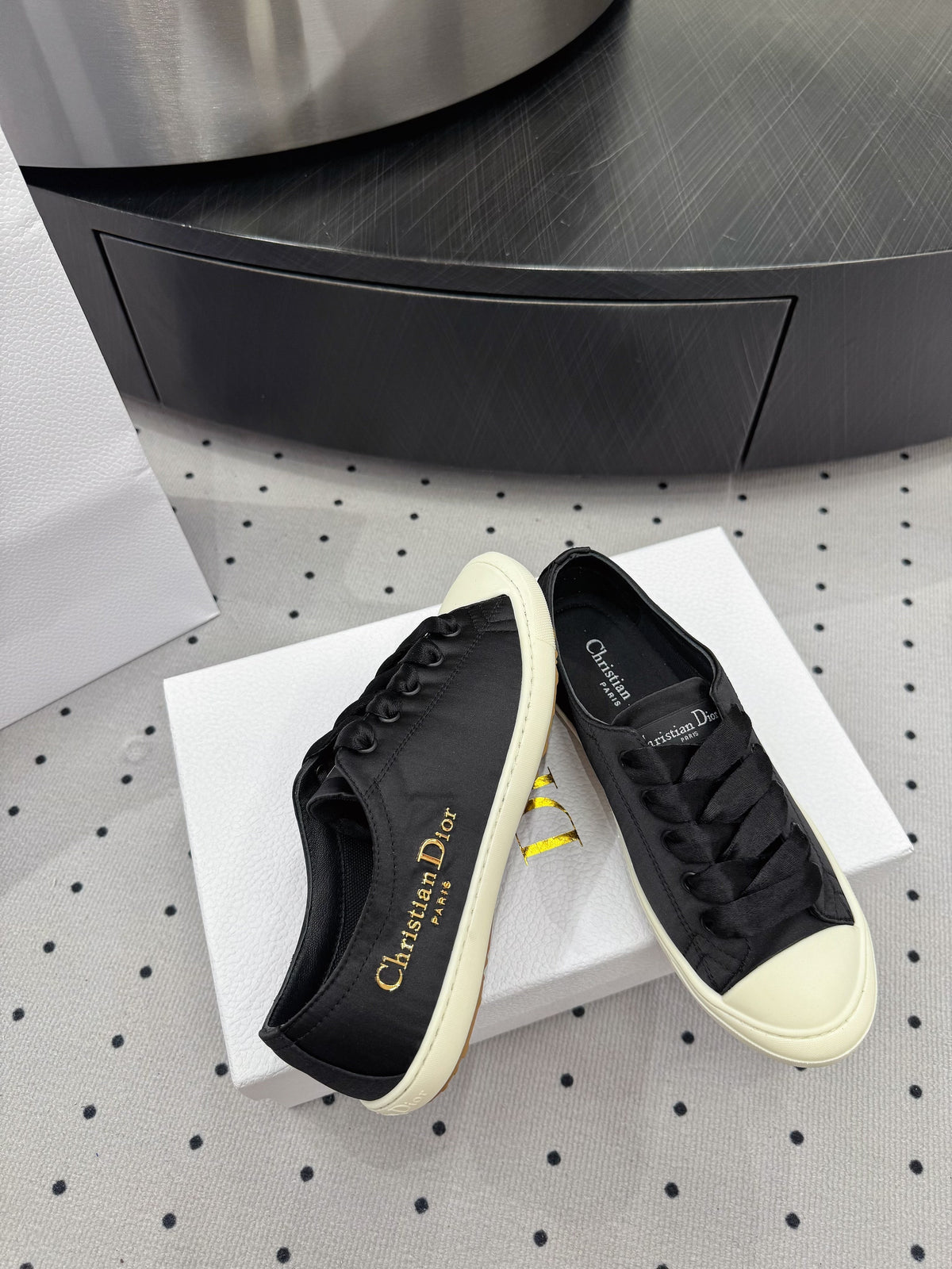 Dior Lucky Sneaker Black Satin  618071