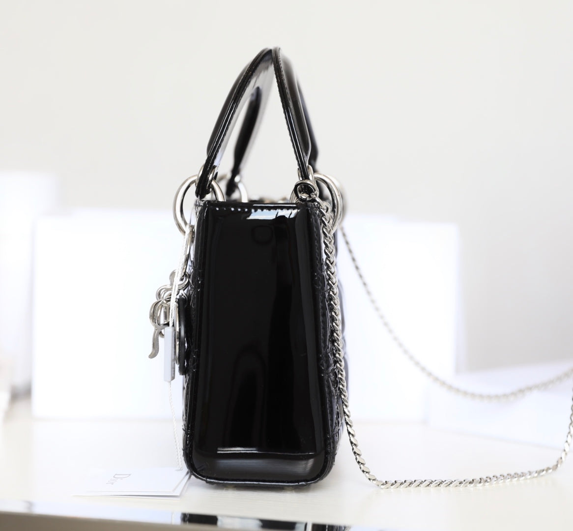 CD Lady Dior Mini Bag With Silver Hardware Calfskin