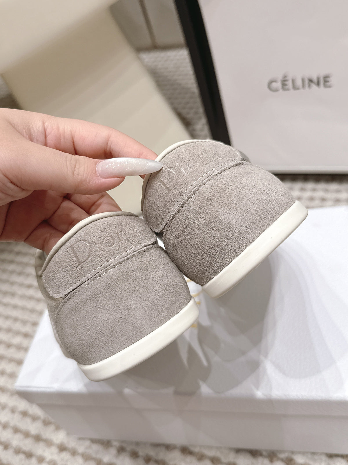 CD Ribbon Sneaker Sliver Suede Leather  930297