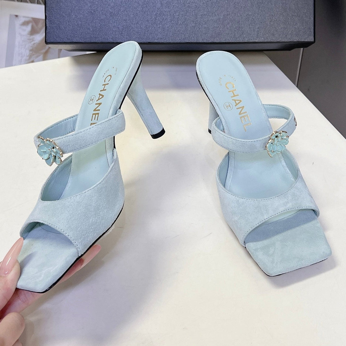 Chanel 2026 Mule 70mm Embossing And Suede Calfskin 895349