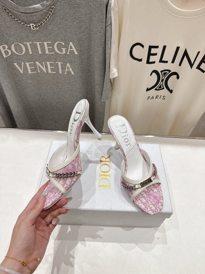 Dior Sandal Pink mix White Canvas Sheepskin 174103