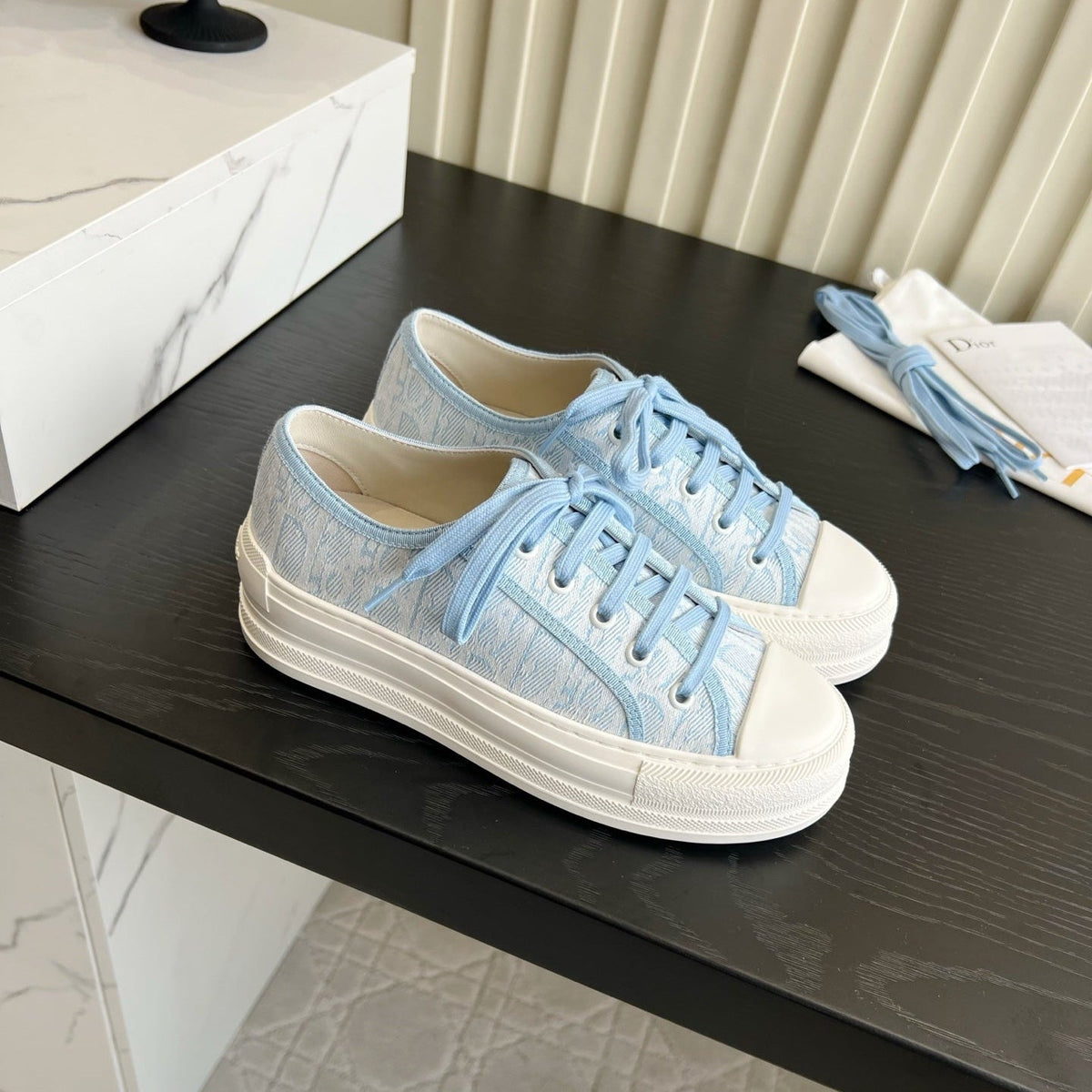 CD Dioriviera Walk'n'Dior Sneaker Blue White Cotton 851246