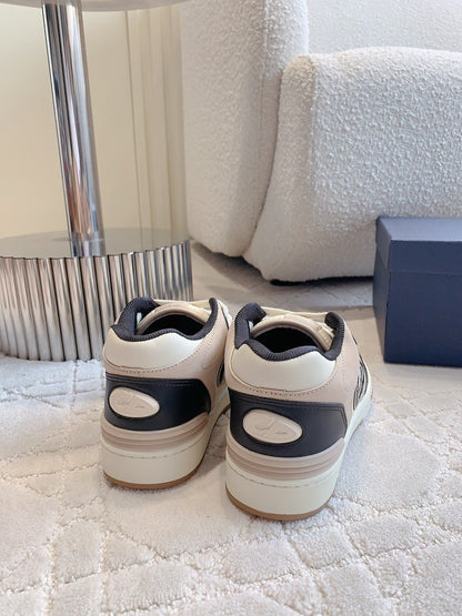 CD B57 Mid-Top Sneaker White Beige Mix Black Calfskin And Oblique Jacquard