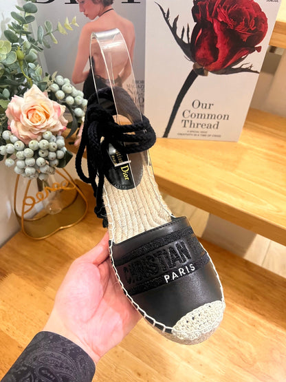 CD FW26 Wedge Sandals Black Sheepskin 692257
