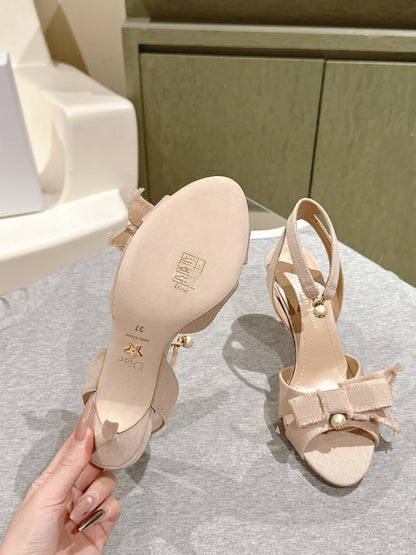 CD 25 Or Adiorable Heeled Sandal Tassel Grosgrain 241756