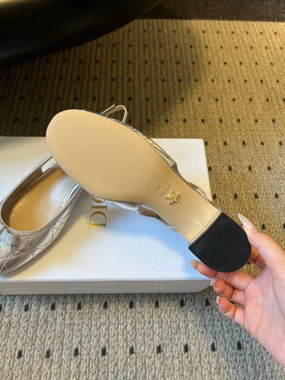 CD 26s Dior Ballet Slingback Pump 3cm Sliver Cowhide 622214