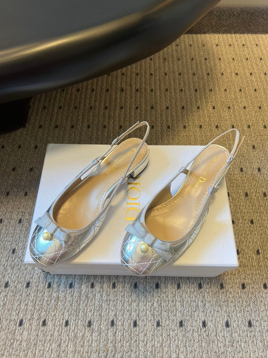 CD 26s Dior Ballet Slingback Pump 3cm Sliver Cowhide 622214