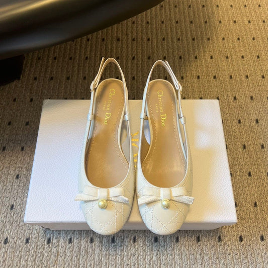 CD 26s Dior Ballet Slingback Pump 3cm White Cowhide 622215