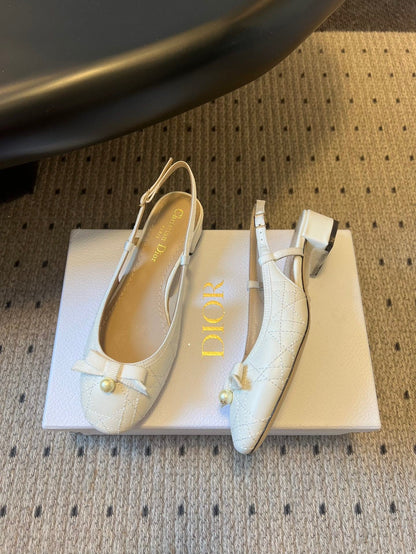 CD 26s Dior Ballet Slingback Pump 3cm White Cowhide 622215