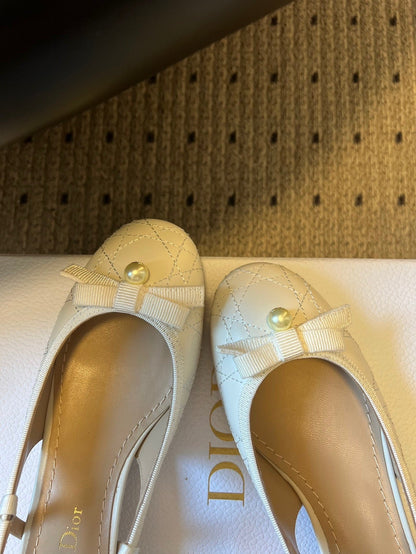 CD 26s Dior Ballet Slingback Pump 3cm White Cowhide 622215
