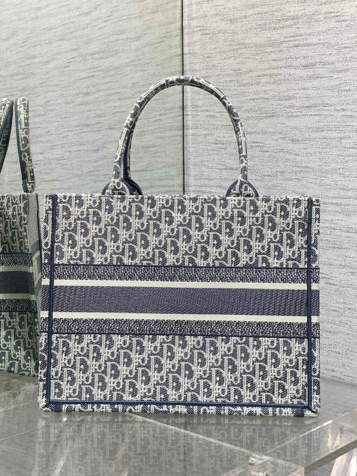 CD Medium Dior Book Tote Light Blue Denim Oblique Jacquard