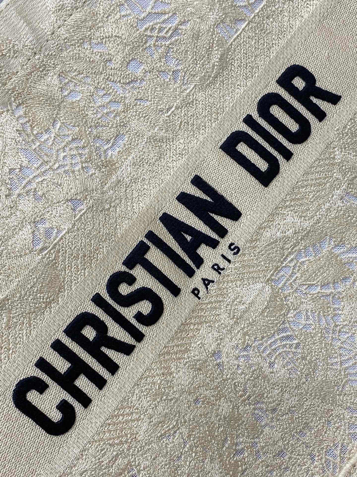 CD Medium Dior Book Tote Scotland’s National Flower Pattern Beige Cotton
