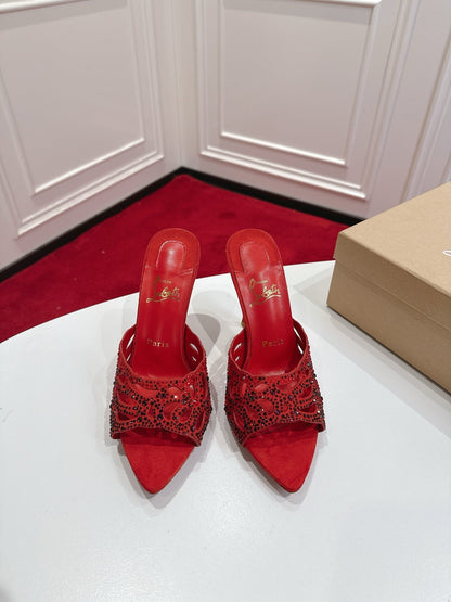 Christian Louboutin 2026 Lasera Strass 100mm Mules Lambskin 780417