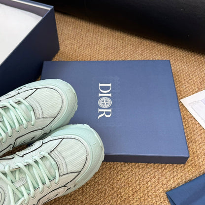 CD And Stone Island B30 Sneaker Light Turquoise Cowhide And Polyester Mesh Fabric