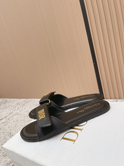CD Dioriviera Dioract Slides Black Cowhide 752399