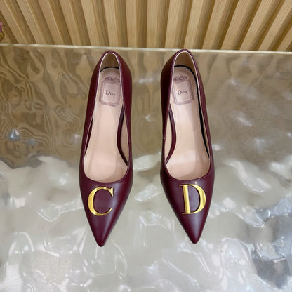 CD Buckle High-Heeled Elegant Shoes 85mm Burgundy Cowhide 537720