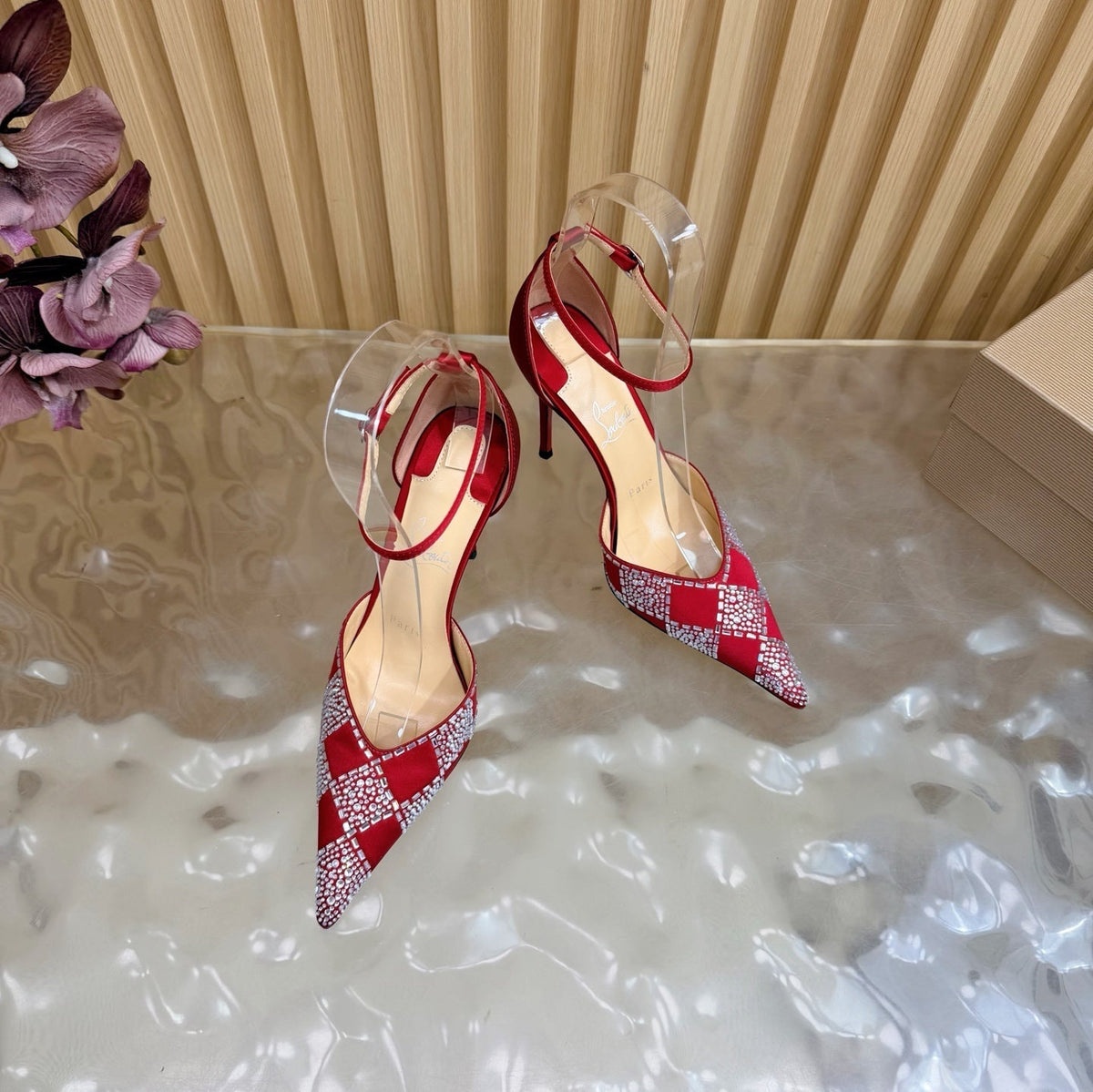 Christian Louboutin 2026 Slingback Pumps 100mm Silk Rhinestone 775986