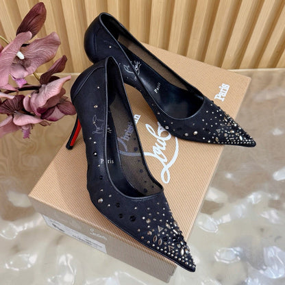 Christian Louboutin 2026 Miss Z Degrastrass 80mm Pumps Mesh Crystal Embellishments 776009